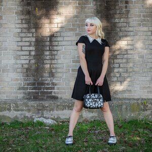 NWT Sourpuss Studded Black Collar Dress Black